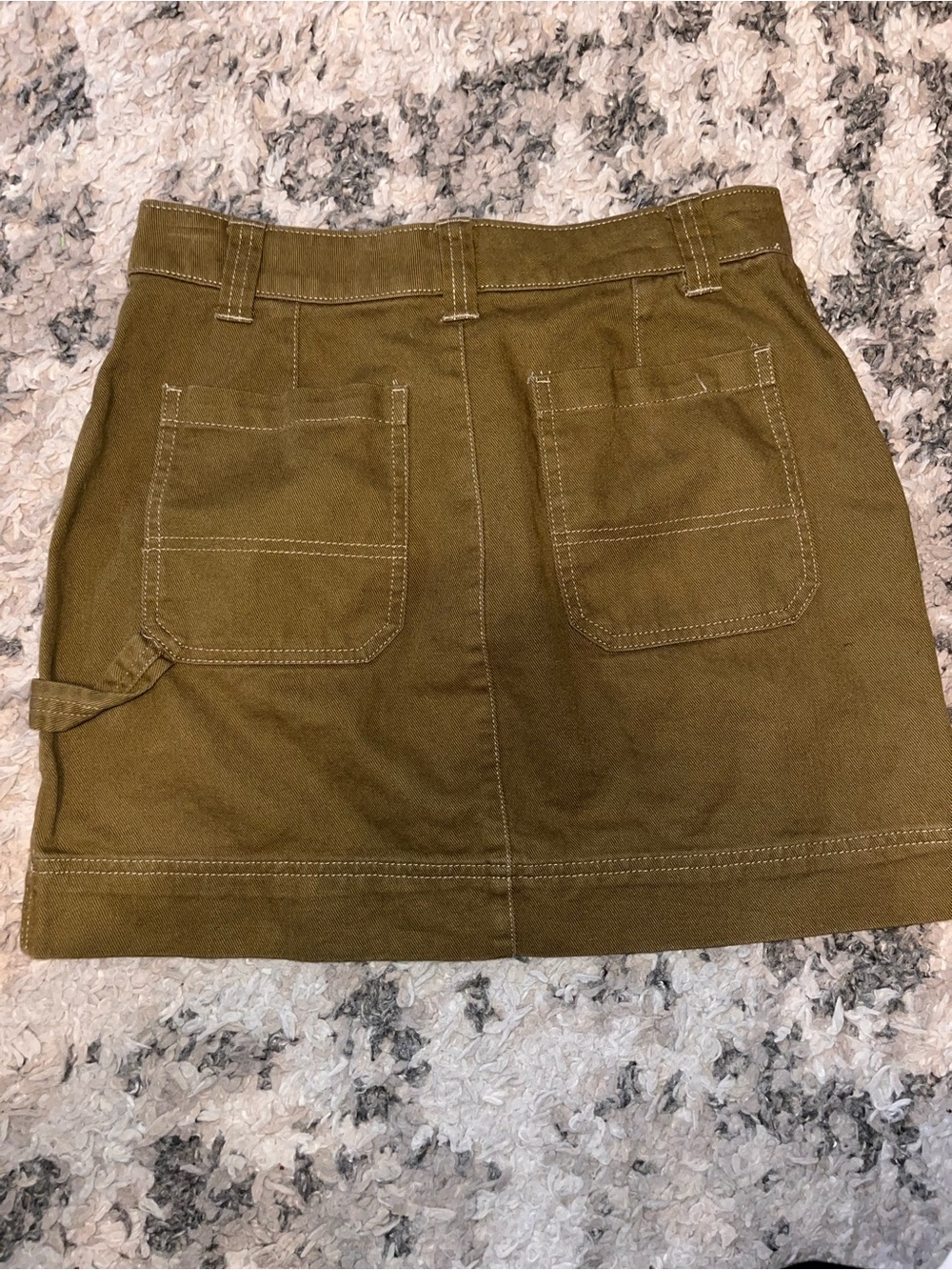 Old Navy Olive Green Cotton Mini Skirt with Front Pockets woman’s size 0 - Picture 4 of 5